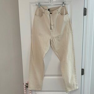 Beige High-Waisted Jeans